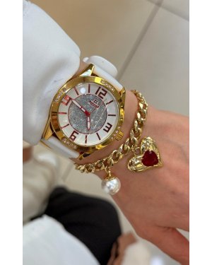 BEYAZ GOLD SAAT BİLEKLİK KOMBİN