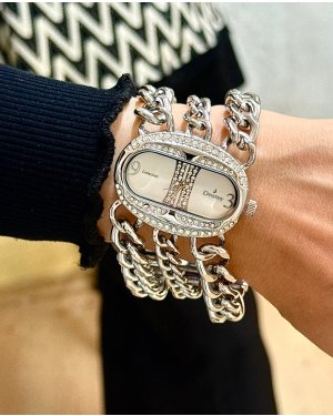 ÜÇ ZİNCİRLİ ÇELİK GÜMÜŞ SAAT