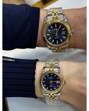 BELONNİ EŞLİ LACİVERT ÇELİK 2Lİ SAAT