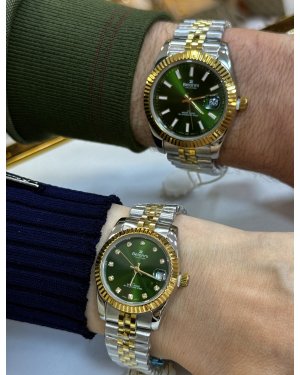 BELONNİ EŞLİ YEŞİL ÇELİK 2Lİ SAAT