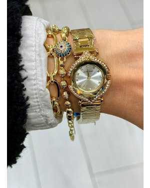 CHAPERONE ELMAS CAM ÇELİK GOLD SAAT