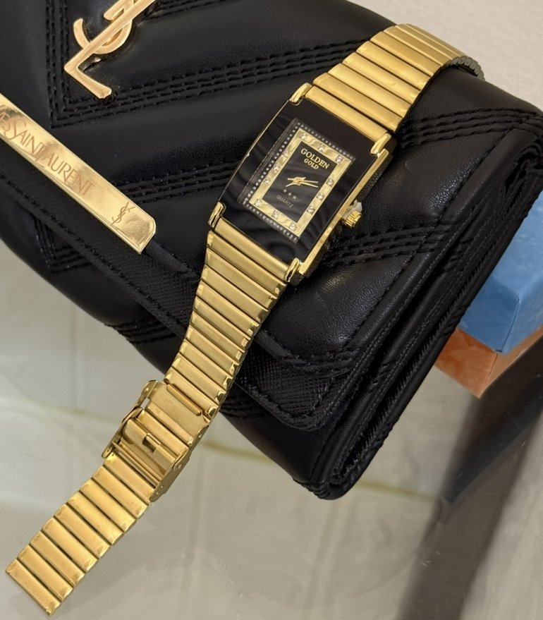 GOLDEN GOLD ÇELİK SİYAH KADRANLI