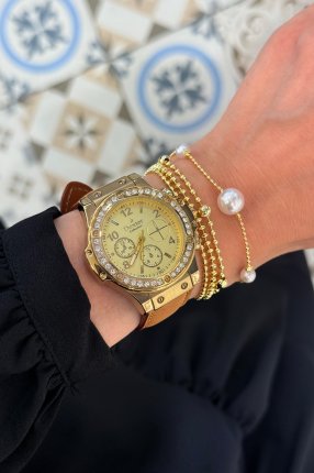 DERİ TABA GOLD HUBLOT MODELİ