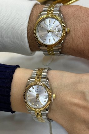 BELONNİ EŞLİ BEYAZ ÇELİK 2Lİ SAAT