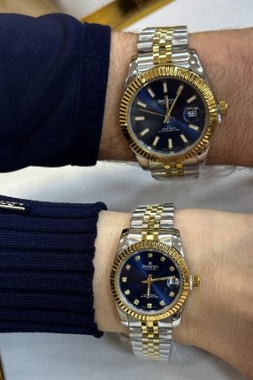 BELONNİ EŞLİ LACİVERT ÇELİK 2Lİ SAAT